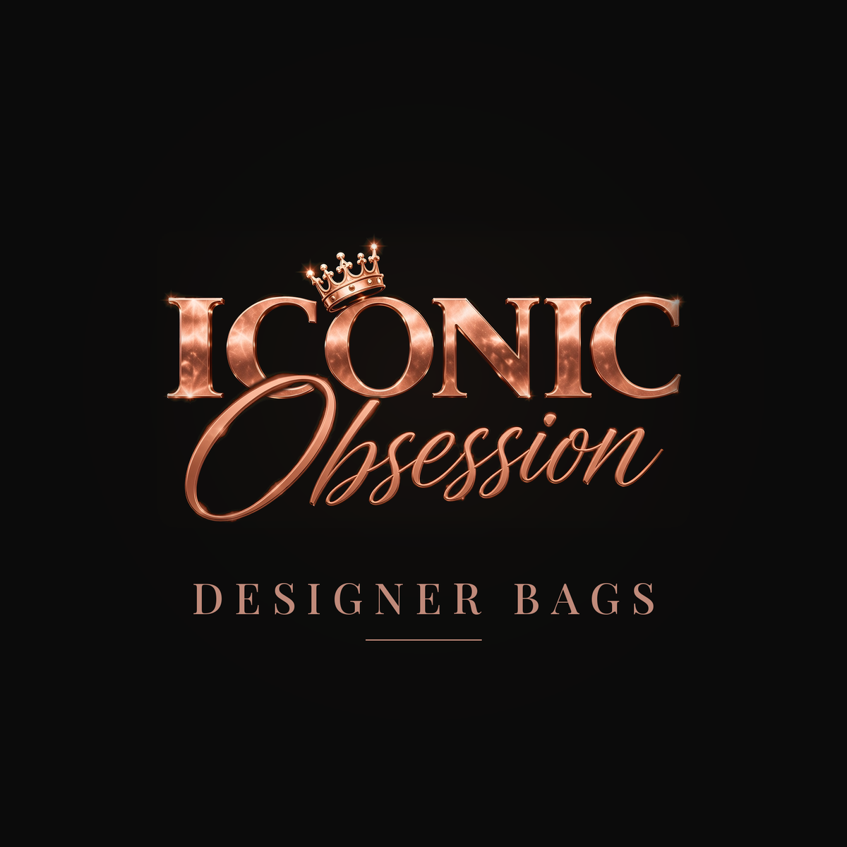 ICONIC Obsession Designer Bags, rose-gold logo on black