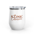 ICONIC Obsession Wine Tumbler, in white, front view with rose-gold logo