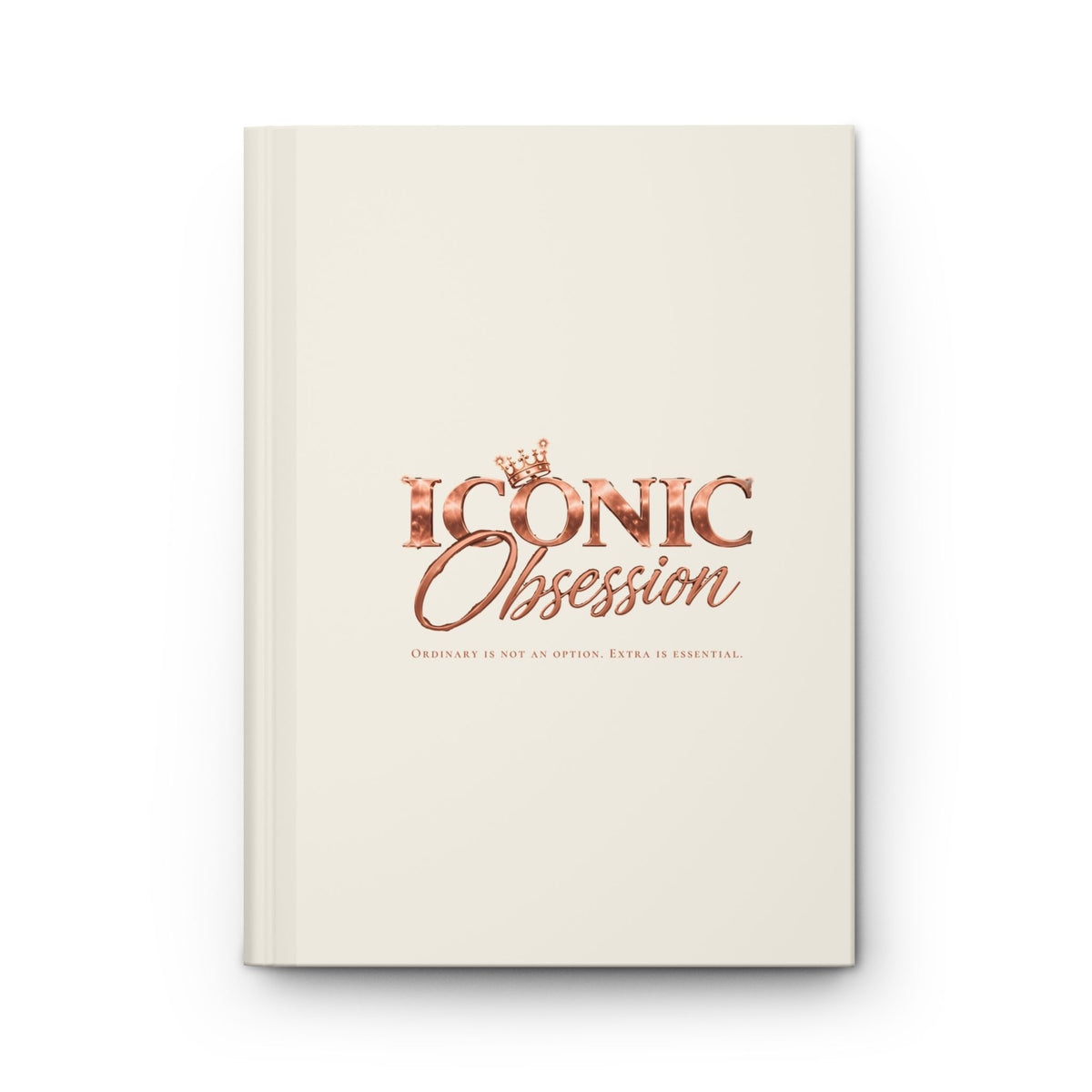 ICONIC Obsession Classic Journal – Ivory, front cover with crowned rose-gold logo