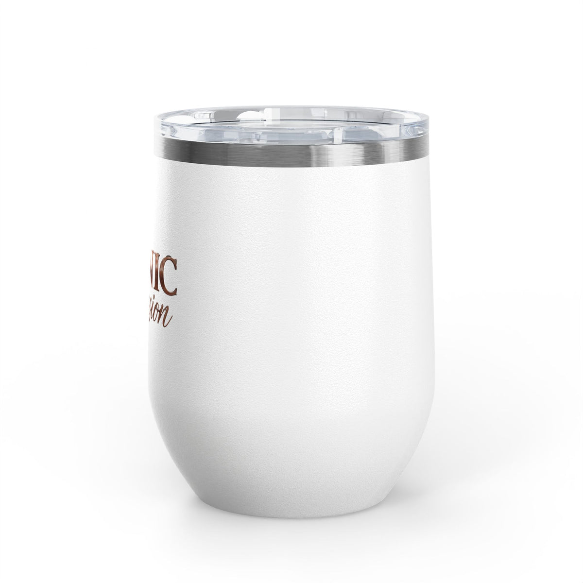 ICONIC Obsession Wine Tumbler, in white, side view