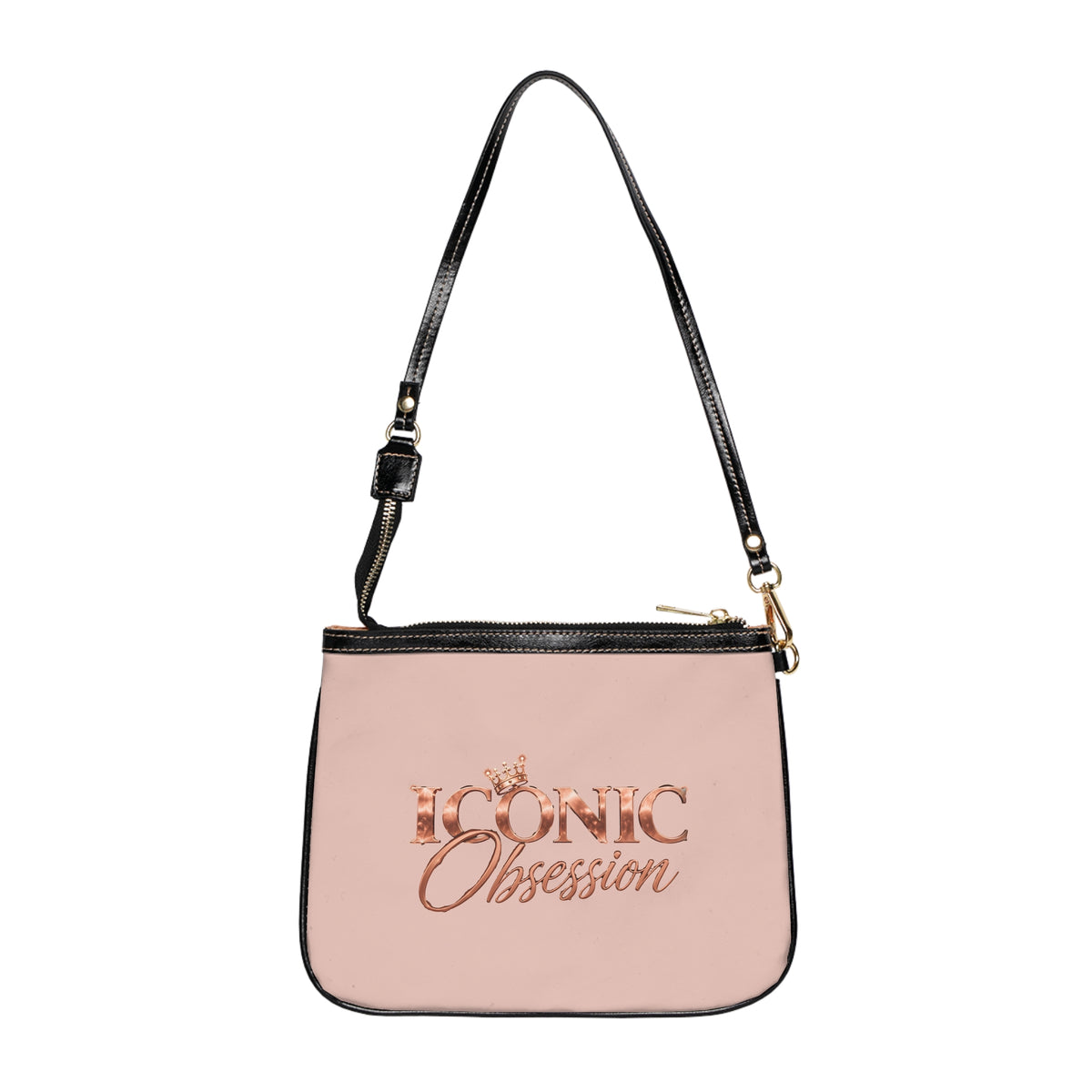 ICONIC Obsession Petite Shoulder Bag in blush, front view with rose-gold crown logo