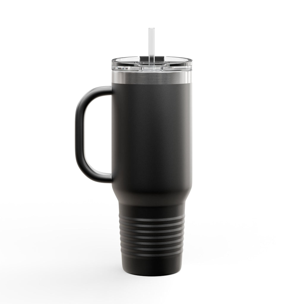 ICON TV 40 oz Travel Tumbler, in black, back view