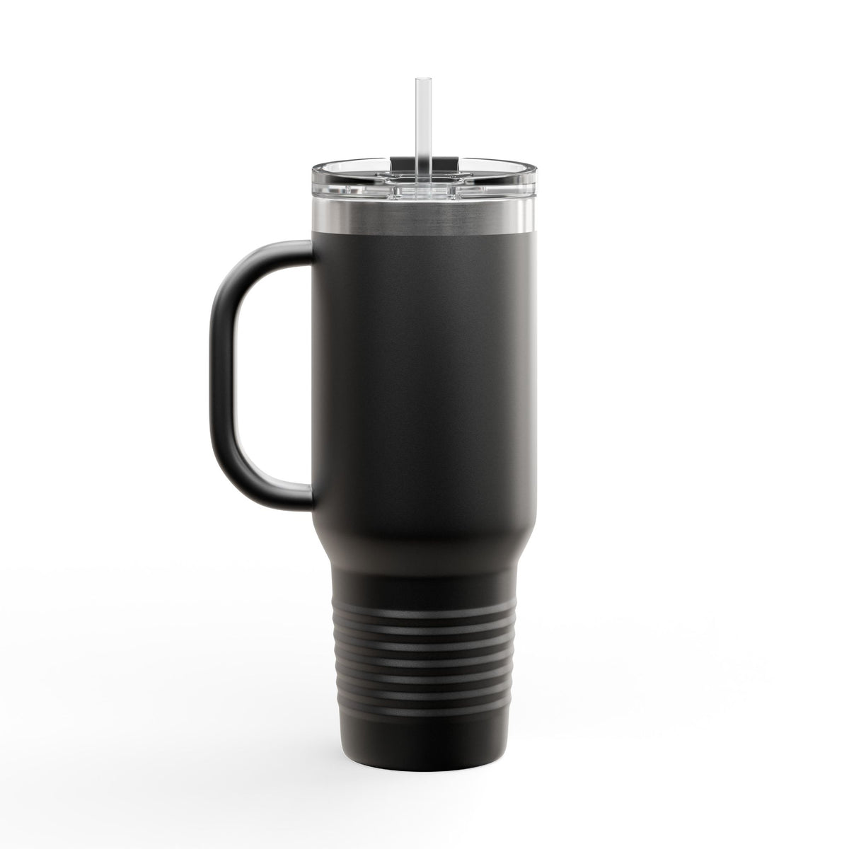 ICON TV 40 oz Travel Tumbler, in black, back view