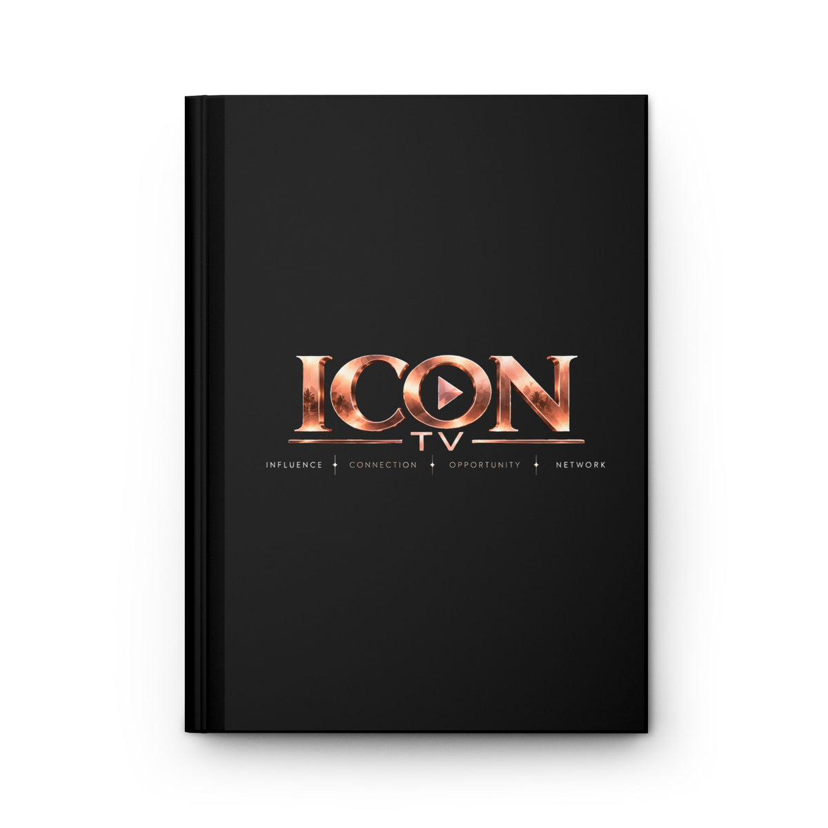 ICON TV Classic Journal, front cover with rose-gold ICON TV logo and tagline