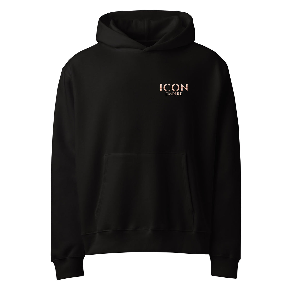 ICON Empire Hoodie, front, rose-gold-tone ICON Empire logo on the left chest