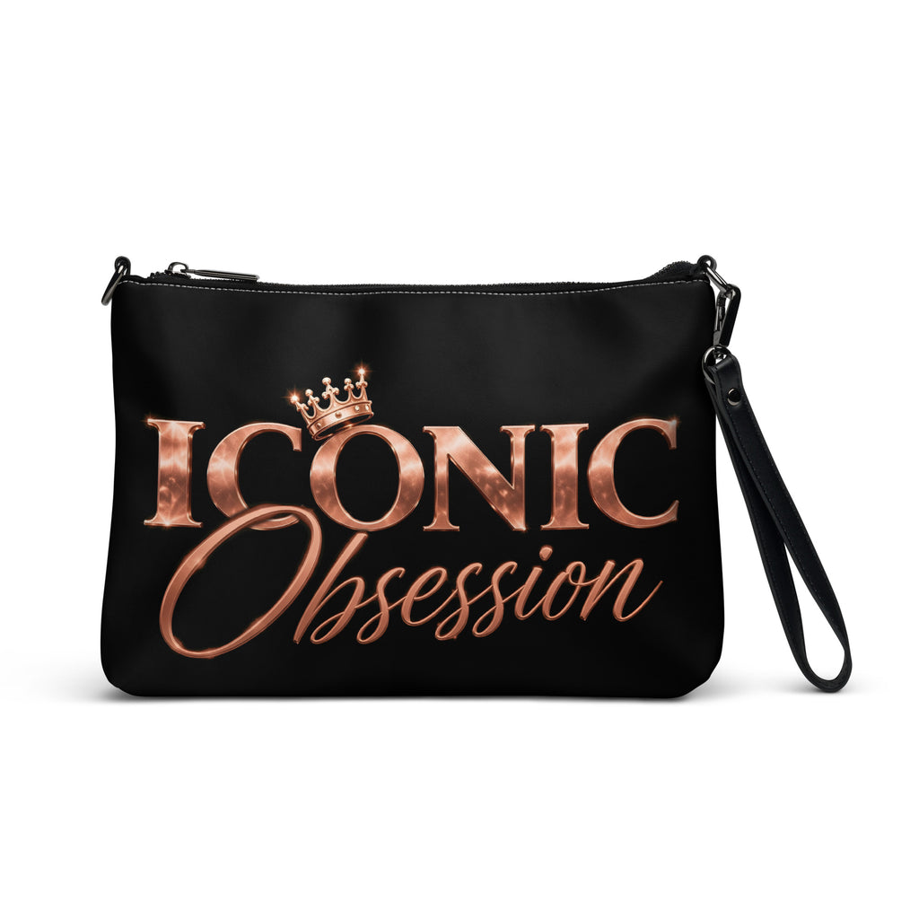 ICONIC Obsession Crossbody in black, front view with rose-gold logo