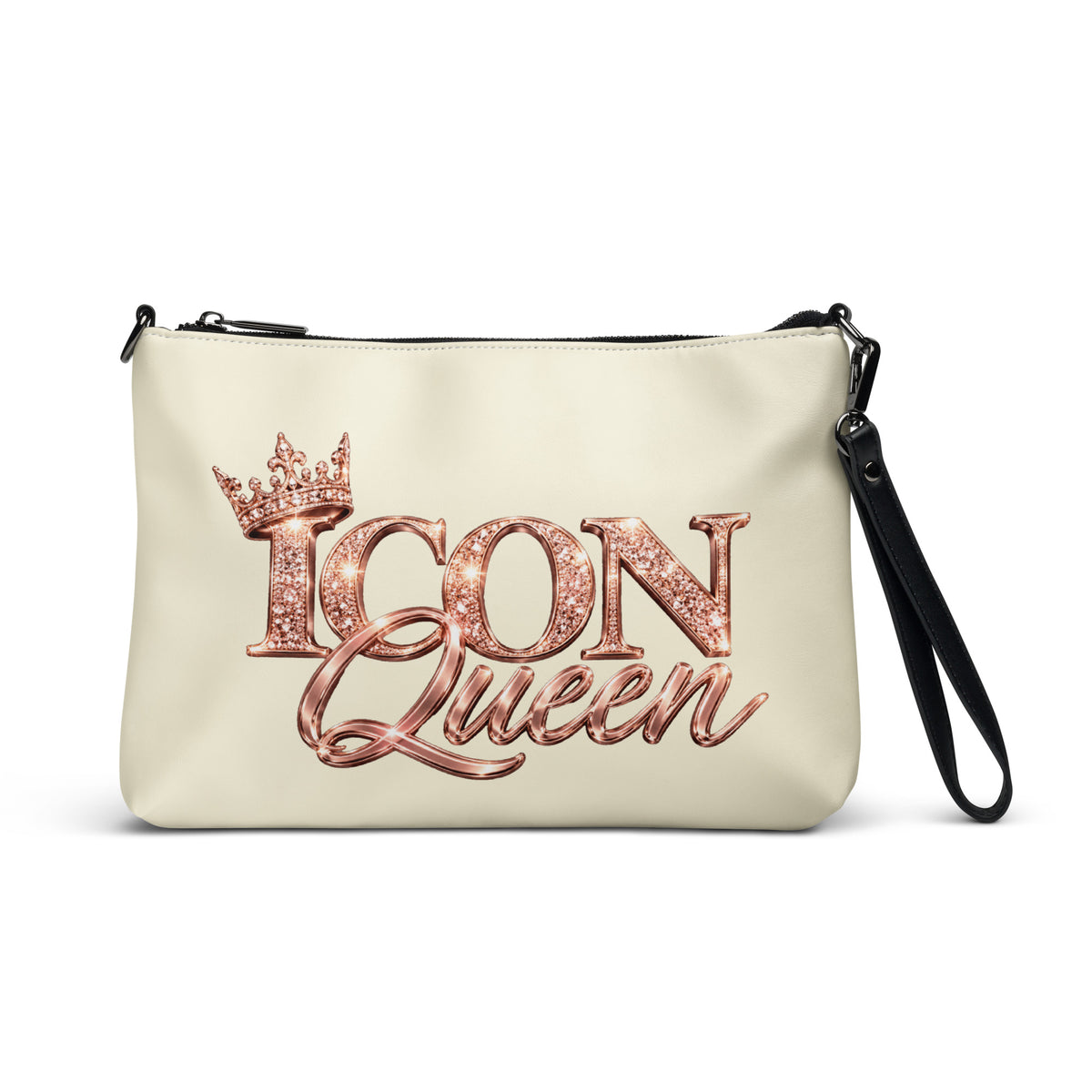 ICON Queen Ivory Crossbody in ivory, front view with rose-gold logo