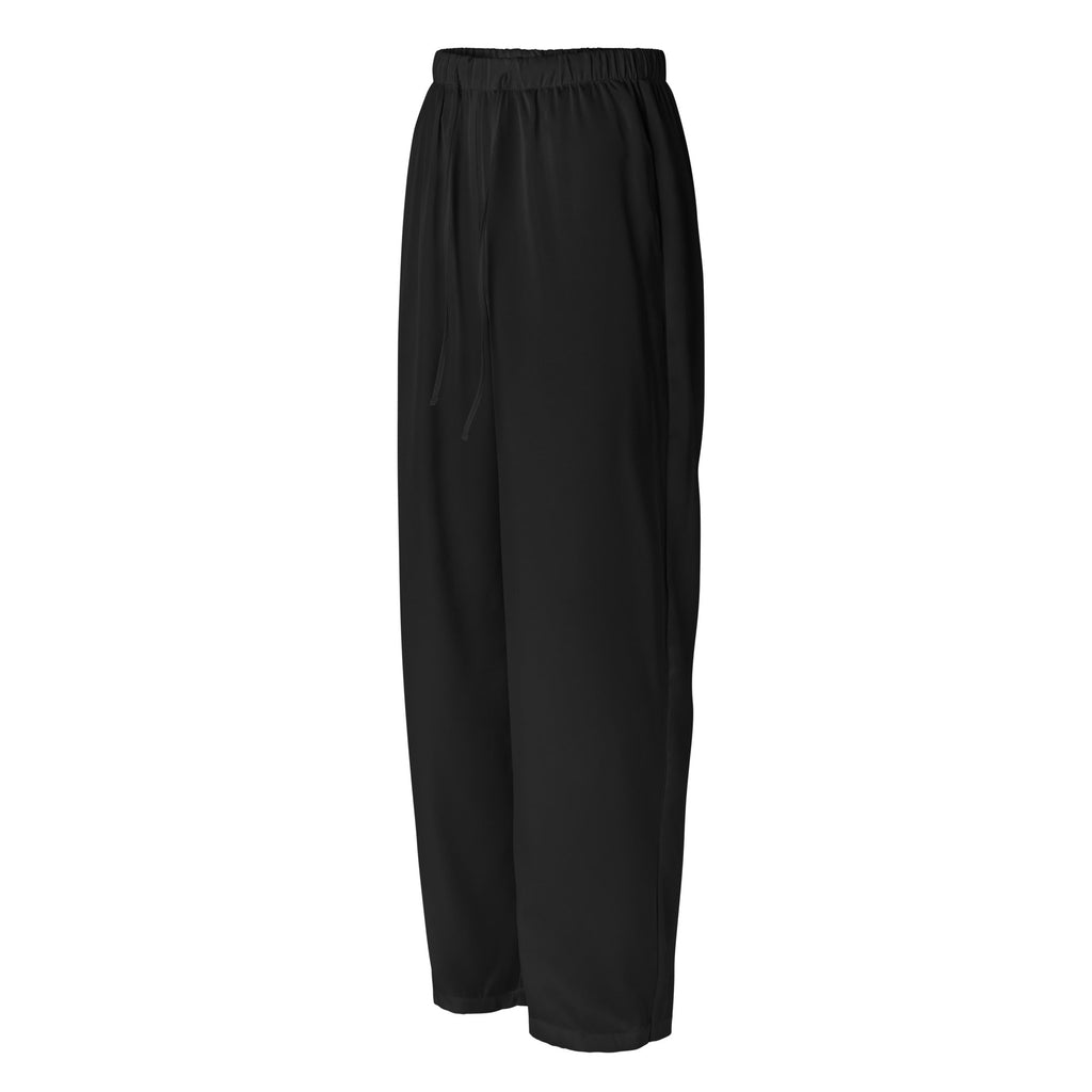 Black silky pajama pants, front