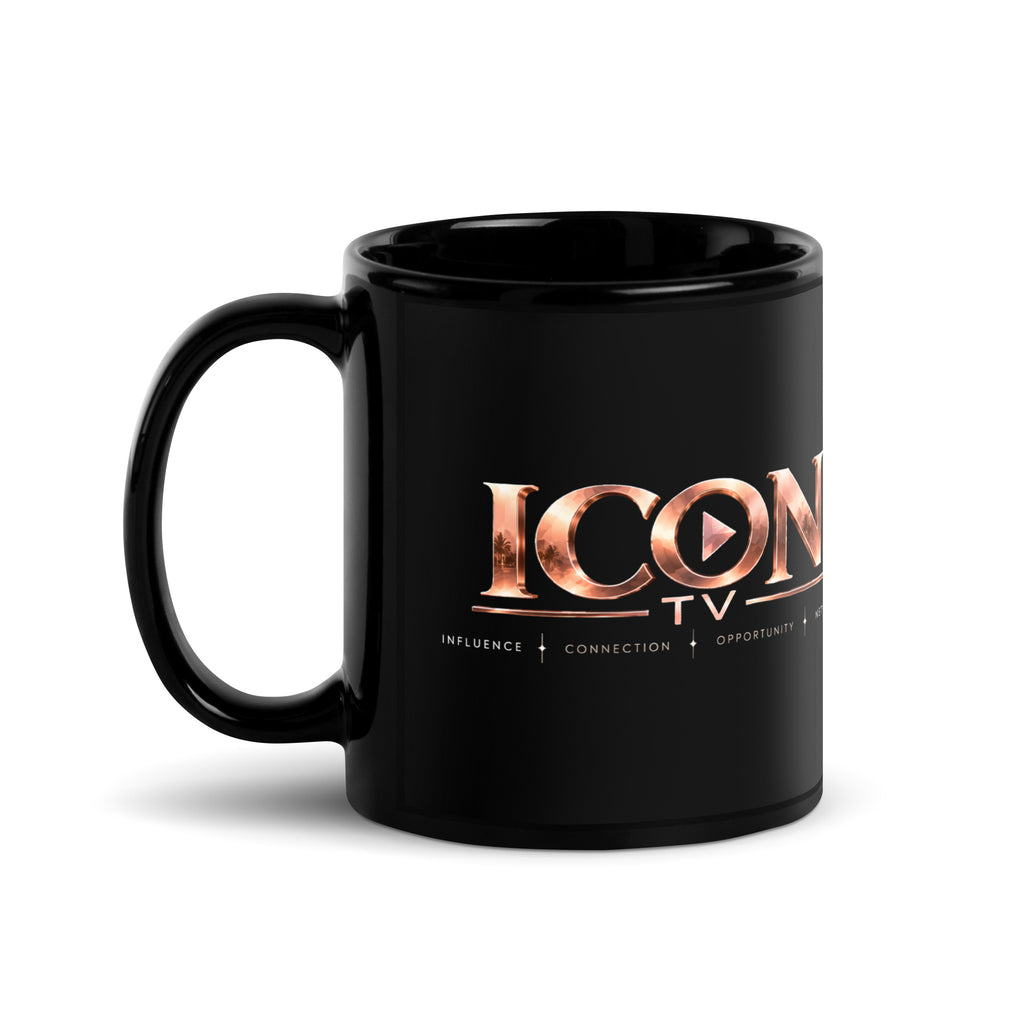 ICON TV Mug in black, handle on the left