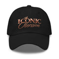 ICONIC Obsession Signature Hat in black, front view with rose-gold logo