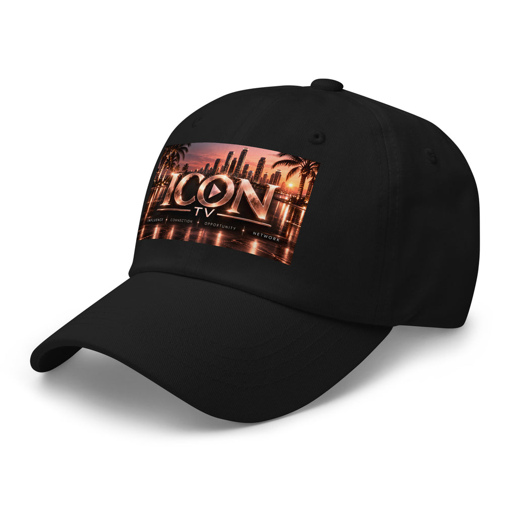 ICON TV Skyline Hat in black, angled front view