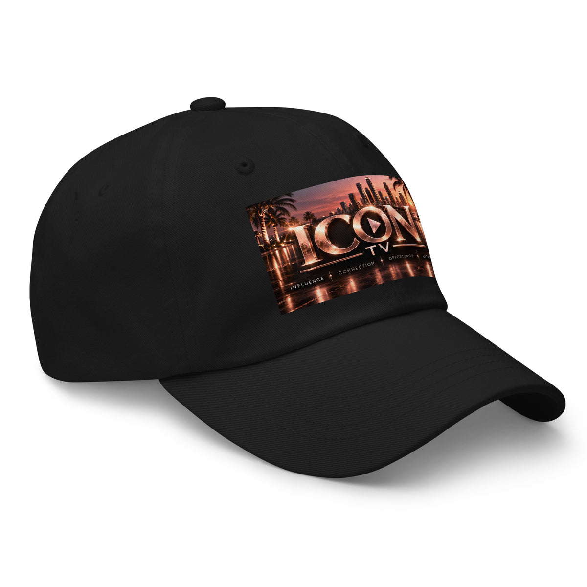 ICON TV Skyline Hat in black, angled front view