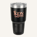 ICON Queen 30 oz Tumbler in black with the rose-gold ICON Queen logo