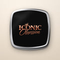 ICONIC Obsession Compact Mirror, closed, rose-gold logo on black lid