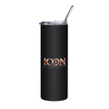 ICON TV Tumbler in black, front view with rose-gold logo