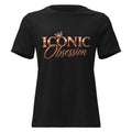 ICONIC Obsession Signature Tee in black, front view with rose-gold logo