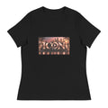 ICON TV Skyline Tee in black, front view with rose-gold ICON TV skyline graphic