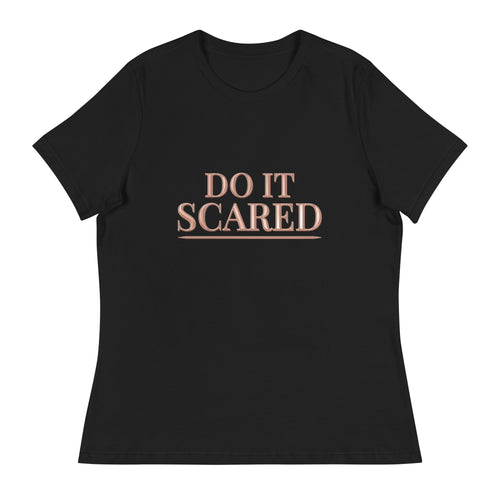 Do It Scared Tee – Couture in black, front view with rose-gold Do It Scared lettering
