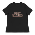 Do It Scared Tee – Couture Garamond in black, front view with rose-gold Do It Scared lettering