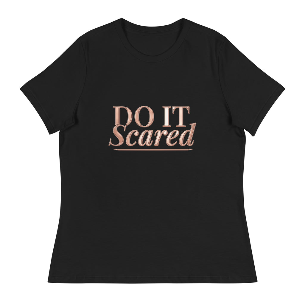 Do It Scared Tee – Statement in black, front view with rose-gold Do It Scared lettering