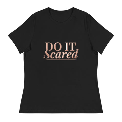 Do It Scared Tee – Statement in black, front view with rose-gold Do It Scared lettering