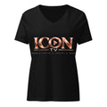 ICON TV V-Neck in black, front view with rose-gold logo
